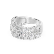 Bague de fiançailles 2.39 carats or blanc 14 carats diamants synthétiques marquises et diamants synthétiques poires et diamants synthétiques ronds Fabiola